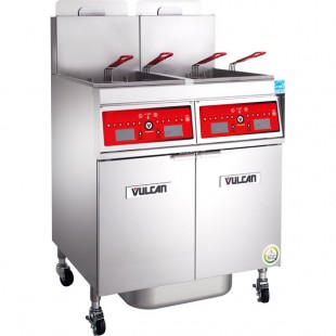 Vulcan 2TR65CF-2 PowerFry3 Liquid Propane 130-140 lb. 2 Unit Floor Fryer System with Computer Controls and KleenScreen Filtration - 160,000 BTU