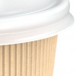 EcoChoice 10 oz. Sleeveless Ripple Kraft Paper Hot Cup and Lid - 100/Case