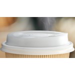 EcoChoice 10 oz. Sleeveless Ripple Kraft Paper Hot Cup and Lid - 100/Case
