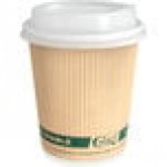 EcoChoice 10 oz. Sleeveless Ripple Kraft Paper Hot Cup and Lid - 100/Case
