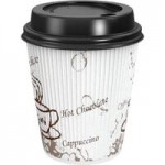 EcoChoice 10 oz. Sleeveless Ripple Kraft Paper Hot Cup and Lid - 100/Case