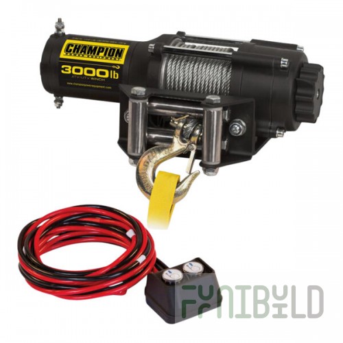 Champion Power Equipment ATV / UTV 12V DC Electric Winch Kit with 46' Galvanized Steel Aircraft Cable 13004 - 3,000 lb. Capacity