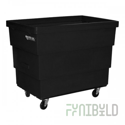 Royal Basket Trucks R11-BKX-RCC-4HNN 14 Cu. Ft. Black Recycle Cart with 2 Rigid / 2 Swivel Casters