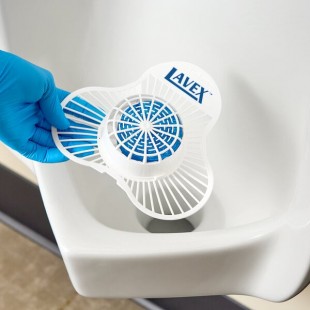 Lavex Deodorizing Urinal Screen with Herbal Mint Scented Enzymatic Block - 12/Case Lavex Deodorizing Urinal Screen with Herbal Mint Scented Enzymatic Block - 12/Case