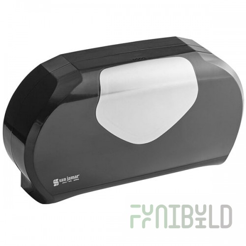 San Jamar R4070BKSS Summit Double Roll Jumbo Toilet Tissue Dispenser - Black