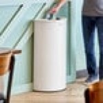 Lancaster Table & Seating 12 Gallon White Powder-Coated Metal Half Round Decorative Trash Can Lancaster Table & Seating 12 Gallon White Powder-Coated Metal Half Round Decorative Trash Can