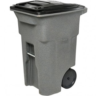 Toter ANA64-10827 64 Gallon Graystone Rotational Molded Wheeled Rectangular Trash Can with Lid