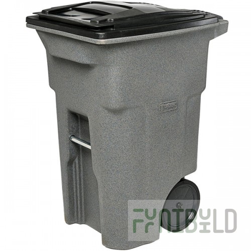 Toter ANA64-10827 64 Gallon Graystone Rotational Molded Wheeled Rectangular Trash Can with Lid