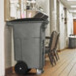 Toter ANA64-10827 64 Gallon Graystone Rotational Molded Wheeled Rectangular Trash Can with Lid Toter ANA64-10827 64 Gallon Graystone Rotational Molded Wheeled Rectangular Trash Can with Lid