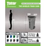 Toter ANA64-10827 64 Gallon Graystone Rotational Molded Wheeled Rectangular Trash Can with Lid Toter ANA64-10827 64 Gallon Graystone Rotational Molded Wheeled Rectangular Trash Can with Lid