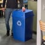 Rubbermaid® Untouchable 35 Gallon Blue Square Recycle Bin Kit with Bottle / Can Hole Lid