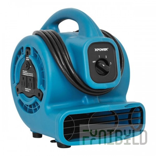 XPOWER P-80A-Blue 3-Speed Air Mover with GFCI Power Outlets - 600 CFM; 115V