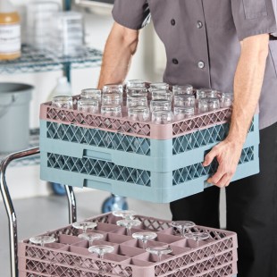 Noble Warewashing 20-Compartment Gray Full-Size Glass Rack with 1 Brown Extender Noble Warewashing 20-Compartment Gray Full-Size Glass Rack with 1 Brown Extender