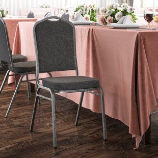Lancaster Table & Seating Crown Back Stackable Banquet Chair with Gray Fabric and Silver Vein Frame Lancaster Table & Seating Crown Back Stackable Banquet Chair with Gray Fabric and Silver Vein Frame