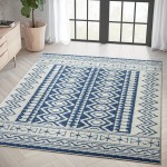 Abani Casa Collection 4' x 6' Navy / Cream Southwestern Geometric Tribal Area Rug