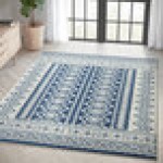 Abani Casa Collection 4' x 6' Navy / Cream Southwestern Geometric Tribal Area Rug