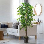 LCG Sales 6' Artificial Ficus Tree in Black Deco Metal Pot
