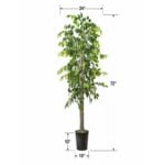 LCG Sales 6' Artificial Ficus Tree in Black Deco Metal Pot