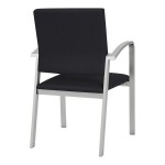 Lesro Newport Patriot Plus Black Vinyl Guest Arm Chair with Silver Powder-Coated Steel Legs Lesro Newport Patriot Plus Black Vinyl Guest Arm Chair with Silver Powder-Coated Steel Legs