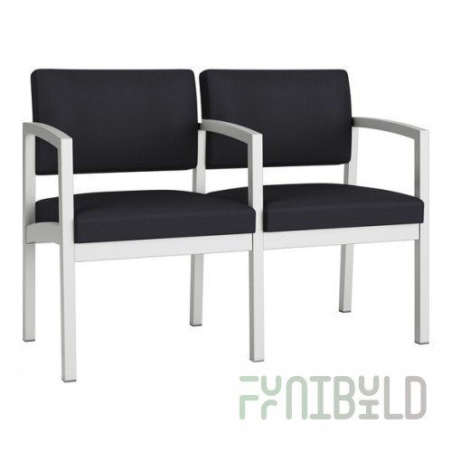Lesro Lenox Steel Patriot Plus Black Vinyl Loveseat with Center Arm