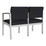 Lesro Lenox Steel Patriot Plus Black Vinyl Loveseat with Center Arm Lesro Lenox Steel Patriot Plus Black Vinyl Loveseat with Center Arm