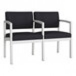 Lesro Lenox Steel Patriot Plus Black Vinyl Loveseat with Center Arm Lesro Lenox Steel Patriot Plus Black Vinyl Loveseat with Center Arm
