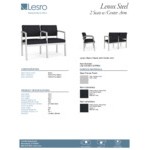 Lesro Lenox Steel Patriot Plus Black Vinyl Loveseat with Center Arm Lesro Lenox Steel Patriot Plus Black Vinyl Loveseat with Center Arm