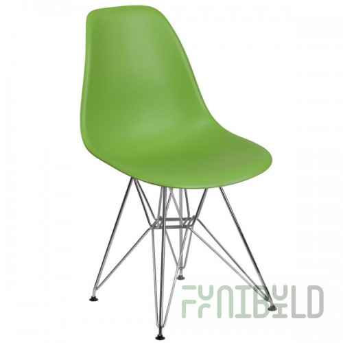 Flash Furniture FH-130-CPP1-GN-GG Elon Series Green Plastic Accent Side Chair with Chrome Base