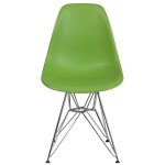 Flash Furniture FH-130-CPP1-GN-GG Elon Series Green Plastic Accent Side Chair with Chrome Base