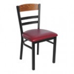 BFM Seating Barrick Sand Black Steel Side Chair with Autumn Ash Wood Back Panel and Burgundy Vinyl Seat BFM Seating Barrick Sand Black Steel Side Chair with Autumn Ash Wood Back Panel and Burgundy Vinyl Seat