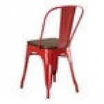 Lancaster Table & Seating Alloy Ruby Red Indoor Cafe Chair with Walnut Wood Seat