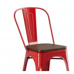 Lancaster Table & Seating Alloy Ruby Red Indoor Cafe Chair with Walnut Wood Seat