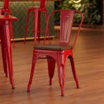 Lancaster Table & Seating Alloy Ruby Red Indoor Cafe Chair with Walnut Wood Seat
