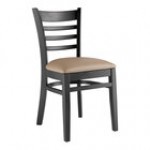 Lancaster Table & Seating Black Finish Wood Ladder Back Chair with Red Vinyl Seat - Detached Seat