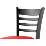 Lancaster Table & Seating Black Finish Wood Ladder Back Chair with Red Vinyl Seat - Detached Seat