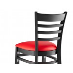 Lancaster Table & Seating Black Finish Wood Ladder Back Chair with Red Vinyl Seat - Detached Seat