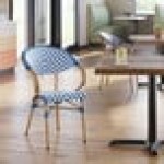 Lancaster Table & Seating Bistro Navy and White Chevron Weave Rattan Outdoor Arm Chair