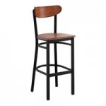 Lancaster Table & Seating Boomerang Black Finish Chair with Antique Walnut Wood Seat and Back