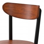 Lancaster Table & Seating Boomerang Black Finish Chair with Antique Walnut Wood Seat and Back
