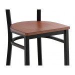Lancaster Table & Seating Boomerang Black Finish Chair with Antique Walnut Wood Seat and Back