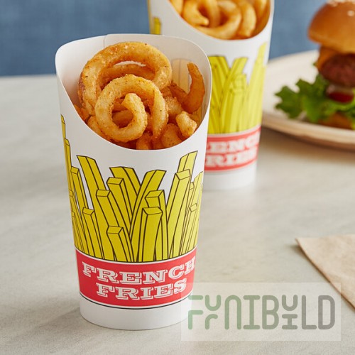 Choice Large 16 oz. Paper Scoop Cup with Fry Design - 50/Pack