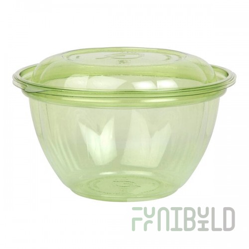 Eco-Products Veridian 18 oz. Compostable Green PLA Plastic Salad Bowl with Lid - 150/Case