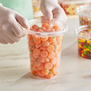 Inline Plastics Safe-T-Fresh 32 oz. Tamper-Resistant, Tamper-Evident Round Hinged Container with Flat Lid - 240/Case Inline Plastics Safe-T-Fresh 32 oz. Tamper-Resistant, Tamper-Evident Round Hinged Container with Flat Lid - 240/Case