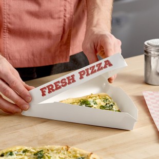 Choice White Clay Coated Clamshell Pizza Slice Box - 20/Pack
