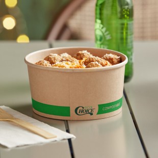 EcoChoice 32 oz. Round Kraft Bio-Lined Compostable Take-Out Container - 50/Pack