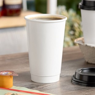 Choice 16 oz. Smooth Double Wall White Paper Hot Cup - 500/Case Choice 16 oz. Smooth Double Wall White Paper Hot Cup - 500/Case