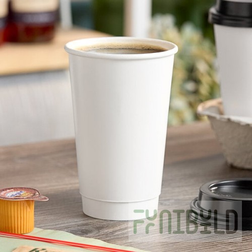 Choice 16 oz. Smooth Double Wall White Paper Hot Cup - 500/Case