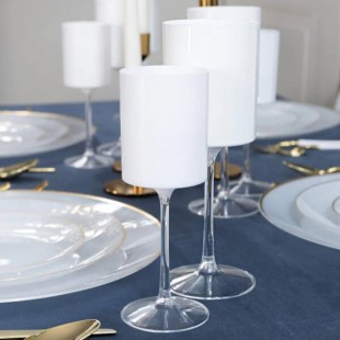 Posh Setting 14 oz. Two-Toned White and Clear Plastic Wine Goblet - 60/Case Posh Setting 14 oz. Two-Toned White and Clear Plastic Wine Goblet - 60/Case