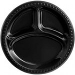 Huhtamaki Chinet Black Heavyweight Plastic 3 Compartment Plate 10