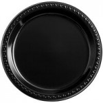 Huhtamaki Chinet Black Heavyweight Plastic 3 Compartment Plate 10